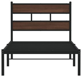 barna tölgy színű fejtámlás ágykeret matrac nélkül 80 x 200 cm