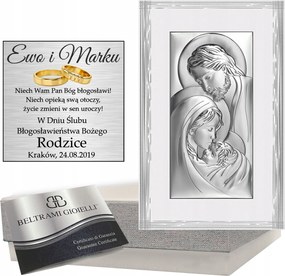 Ezüst Kép Szent Család Ajándék Esküvő Keresztelő Jubileum Gravírozás