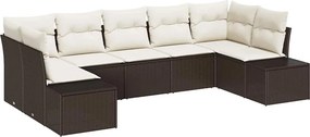 vidaXL Kerti Kanapé Szett párnával 7 pcs Barna polirattan