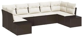 vidaXL Kerti Kanapé Szett párnával 7 pcs Barna polirattan