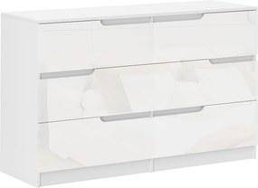 HOMCOM 6 Fiókos Modern Fakk, Antitipikus Fiókos Szekrény 120x40x75 cm Fehér | Aosom