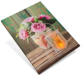 Falikép NEXOS Roses and lantern 30 x 40 cm - 1x LED