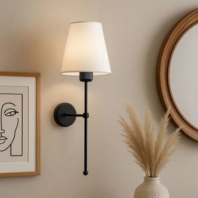 Fali lámpa szövet búrával, fekete-bézs