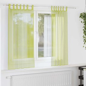 vidaXL 2 db almazöld fátyolfüggönyök fülecske tetejével 140x260 cm
