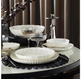 27 részes porcelán étkészlet, fehér/ezüst
