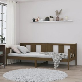 mézbarna tömör fenyőfa kanapéágy 90x200 cm