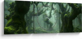 Kép - Egy mohával borított erdő (órával) (90x30 cm)