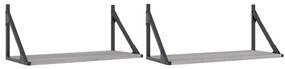 2 db szürke sonoma színű szerelt fa fali polc 60 x 25 x 25,5 cm