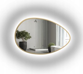 Zoe szabálytalan tükör arany keretben Mdf Slim LED-del 147X100