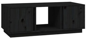 Fekete tömör fenyőfa dohányzóasztal 110x50x40 cm