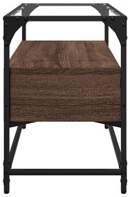 barna tölgy színű szerelt fa TV-szekrény üveglappal 80x35x51 cm