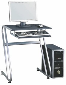 Számítógépasztal, fekete + ezüst, JOFRY