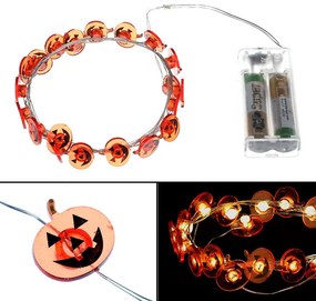 LED-es fényfüzér Halloween, 2 m, meleg fehér,elemes