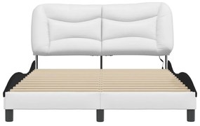 fehér és fekete műbőr ágykeret LED-világítással 120 x 200 cm