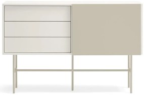 Bézs-krémszínű alacsony komód tolóajtóval 140x91 cm Nube – Teulat