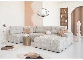 Bézs kinyitható tárolóhelyes moduláris sarokkanapé (bal oldali) Lulu – Miuform