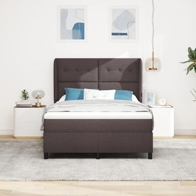 vidaXL Boxspring Ágy Mattal - Sötétbarna, 160x200 cm Szövet