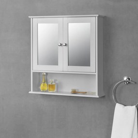 [en.casa] Fali fürdőszoba szekrény tükrös Linz MDF fehér
