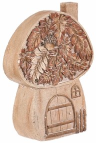Őszi dekoráció Gomba házikó világítással, 24 x 10x 32 cm, magnézium, fa utánzat