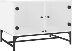 vidaXL fehér dohányzóasztal üvegajtókkal 68,5 x 50 x 50 cm