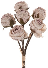 Rózsa selyemvirág csokor, 6 szálas, magasság: 31cm - Bézs