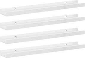 vidaXL 4 db magasfényű fehér fali polc 60 x 9 x 3 cm