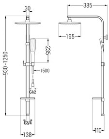 Mexen Q49 zuhanyoszlop tetővel és kézi zuhanyfejjel, fekete / arany - 798494995-75