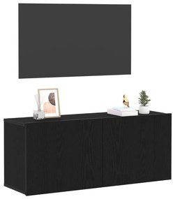 TV Fali Szekrény Fekete Tölgy 100x30x41 cm Mérnöki Fa