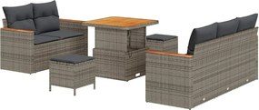 vidaXL Kerti Kanapé Szett 8 pcs Szürke polirattan