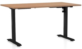 Állítható magasságú asztal OfficeTech A, 140 x 80 cm, fekete alap, bükkfa