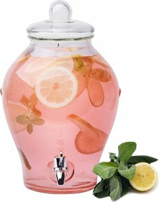 Nagy üvegedény fedővel, italcsappal 6L