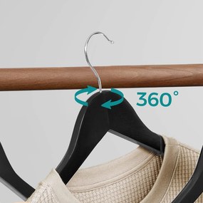 Csúszásmentes ruhaakasztók, vállfák nadrágartóval 20 db fekete
