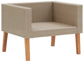 Egyszemélyes bézs polyrattan kerti kanapé párnákkal