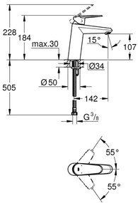 GROHE 23449002 - EURODISC COSMOPOLITAN mosdócsaptelep, méret M, króm