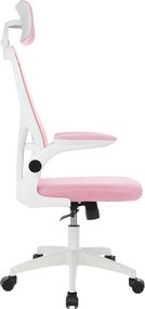 Ergonomikus irodai szék deréktámasszal, fejtámlával, rózsaszín