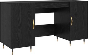 vidaXL Asztal polcokkal tárolóval Musta tammi 140 x 50 x 75 cm Faanyag