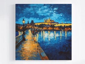 Poszter Város Prága Híd Folyó Moldva 80x80