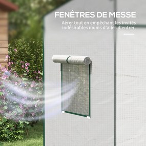 Outsunny PE Kerti Üvegház, Erkély Üvegház, Megerősített 140 g/m² Borítás, Acél Váz, Felgombolható Cipzáras Ajtó, 2 Ablak, Zöldségek, Növények, Virágok