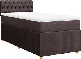 vidaXL sötétbarna szövet rugós ágy matraccal 90 x 190 cm