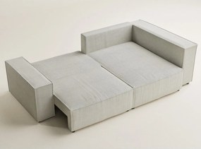 Krémszínű kordbársony kinyitható-tárolóhelyes sarokkanapé (jobb oldali-L alakú) Tonga – Maison de Rêve