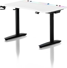 Elektromos RGB gamingasztal tartókkal, fehér-fekete, 120 cm: Diablo X-Forge 1200