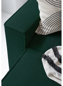 Sötétzöld kordbársony kinyitható sarokkanapé (jobb oldali-U alakú) Brave Dave – Miuform