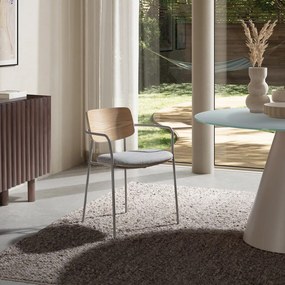 Világosszürke-natúr színű kárpitozott karfás étkezőfotel szett Nour – MOME