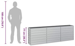 ezüstszínű horganyzott acél kerti magaságyás 240 x 40 x 77 cm