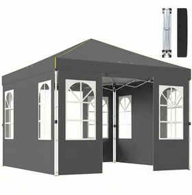 Outsunny 3 x 3 m vízálló pop-up pavilon — összecsukható kerti parti sátor, téltűrő, egygombos gyors beállítás, UV50+, oldalfalakkal és rögzítő készlet
