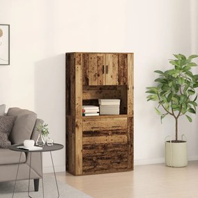 Magas szekrény Régi fa 80x33x150 cm Mérnökelt fa