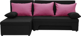 ERIS Kinyitható sarokkanapé Fekete/rózsaszín