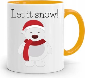 Sárga Karácsonyi Bögre Mikulásra, fényképes nyomtatással