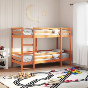 viaszbarna tömör fenyőfa emeletes ágy 75 x 190 cm