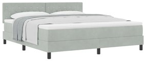 Boxspring Ágy Matrac Könnyű Szürke Super King Bársony